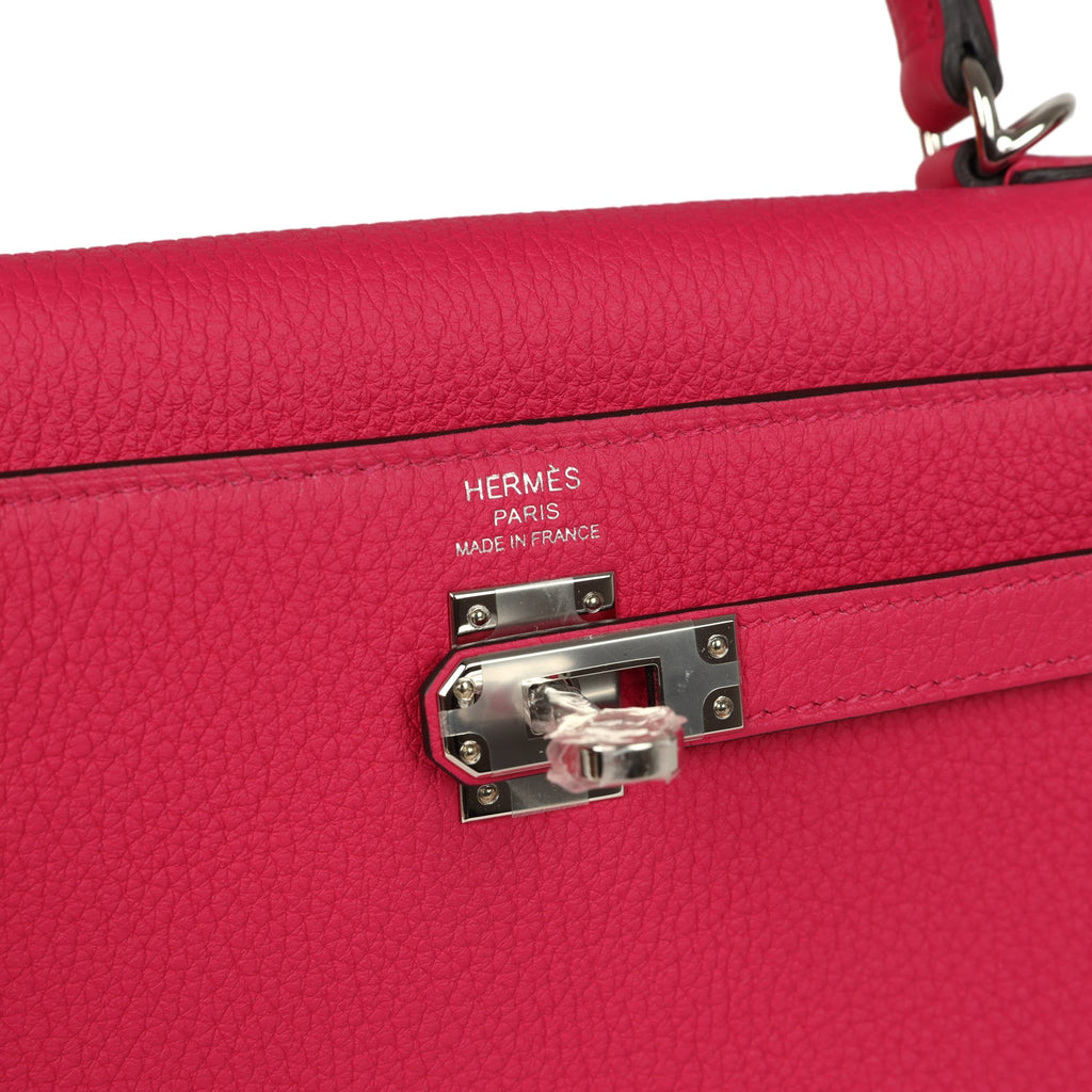 Kelly Retourne 25 Rose Mexico Togo Palladium Hardware Bag