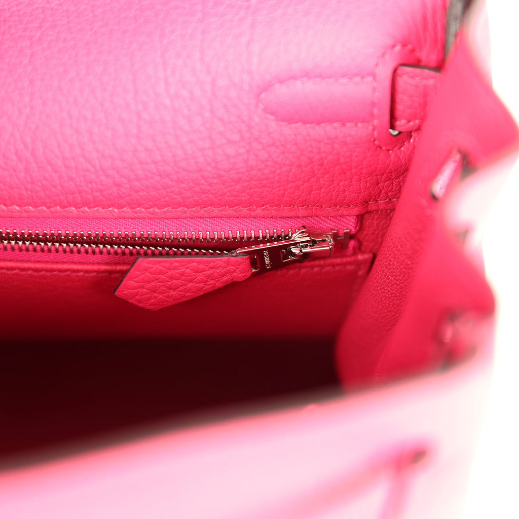 Kelly Retourne 25 Rose Mexico Togo Palladium Hardware Bag