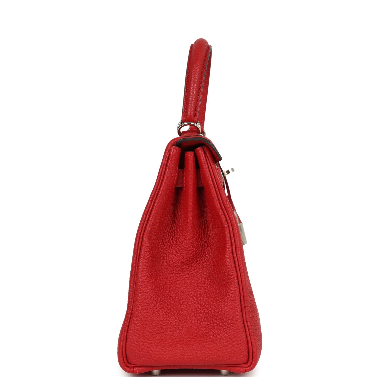 Kelly Retourne 25 Rouge Casaque Togo Palladium Hardware Bag