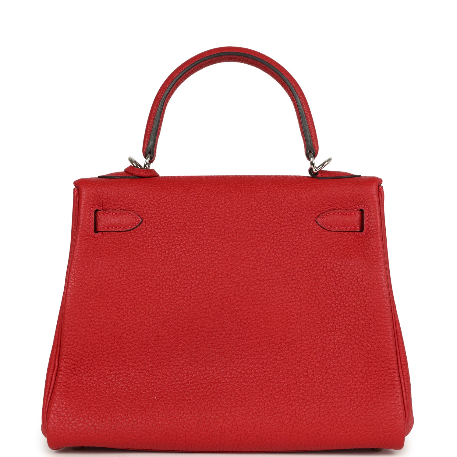 Kelly Retourne 25 Rouge Casaque Togo Palladium Hardware Bag