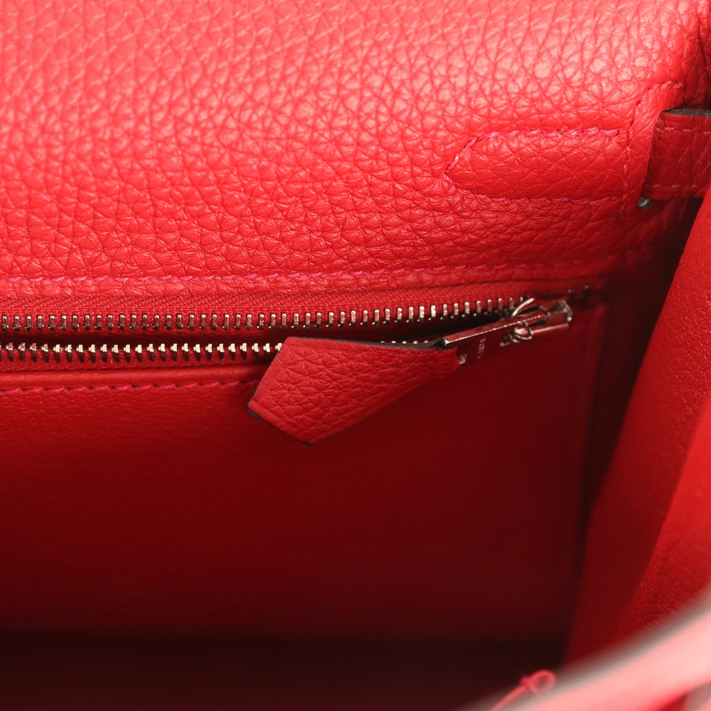 Kelly Retourne 25 Rouge Casaque Togo Palladium Hardware Bag