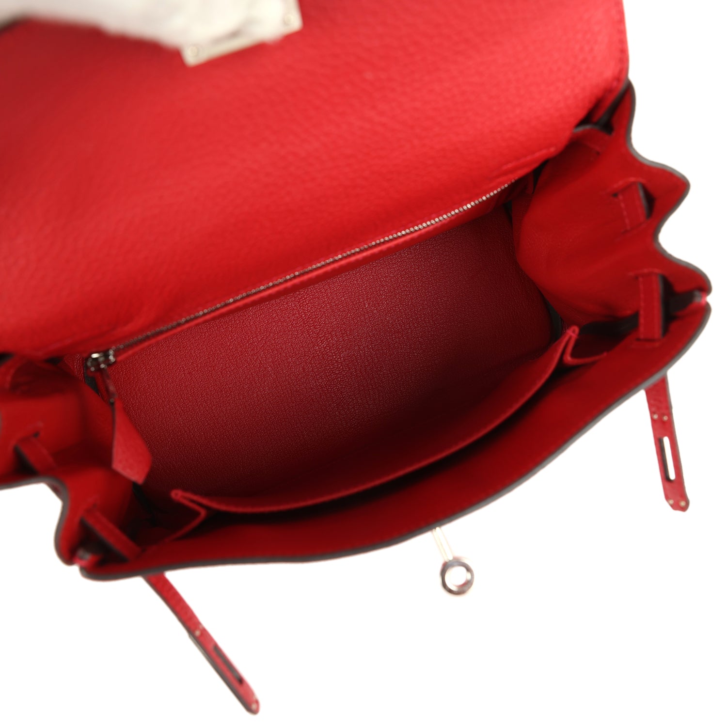 Kelly Retourne 25 Rouge Casaque Togo Palladium Hardware Bag