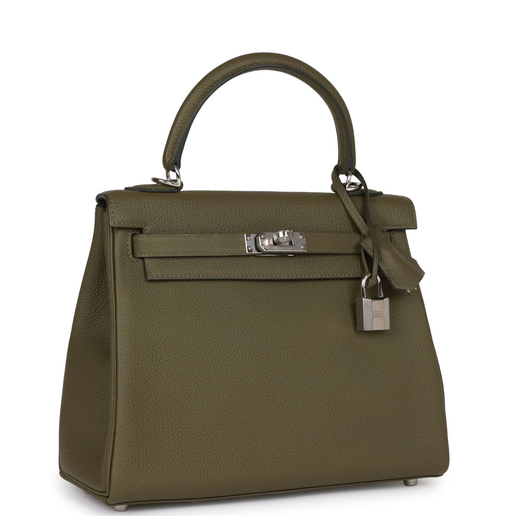Kelly Retourne 25 Vert Veronese Togo Palladium Hardware Bag