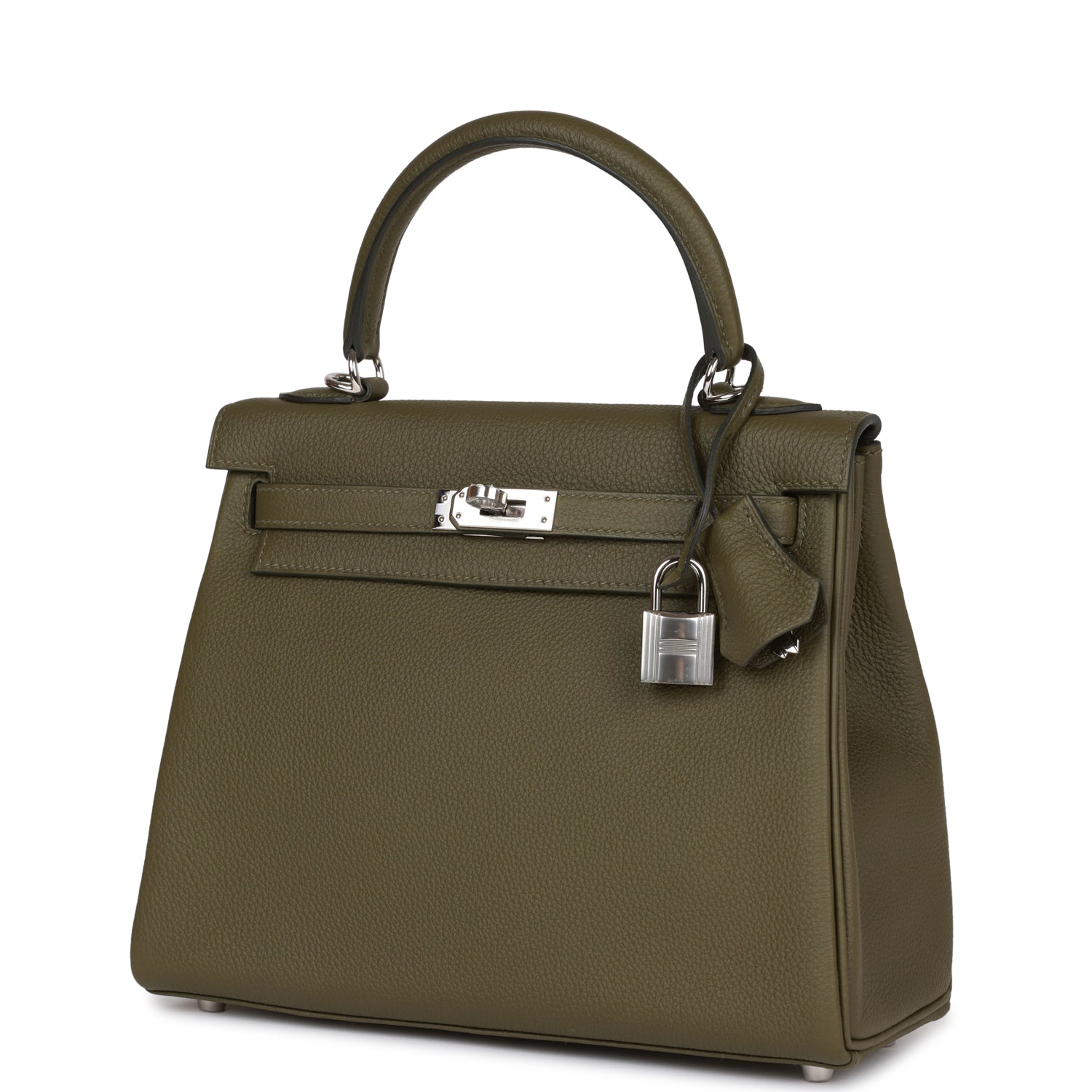 Kelly Retourne 25 Vert Veronese Togo Palladium Hardware Bag