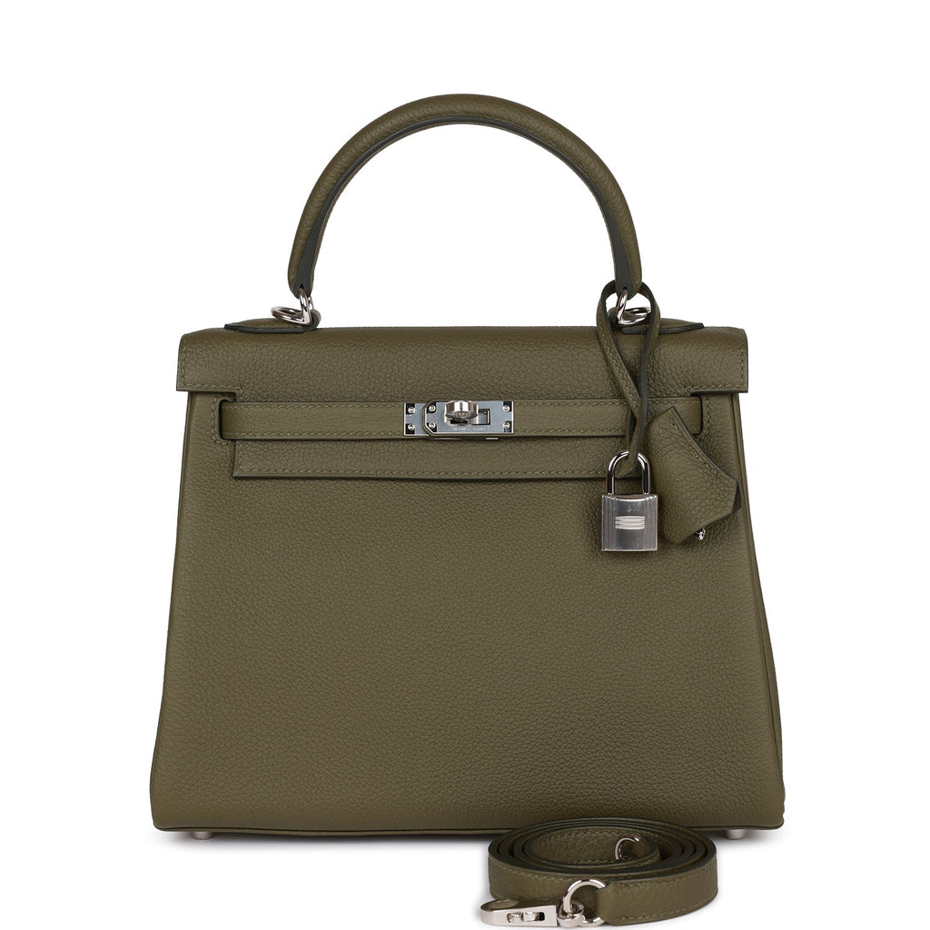 Kelly Retourne 25 Vert Veronese Togo Palladium Hardware Bag