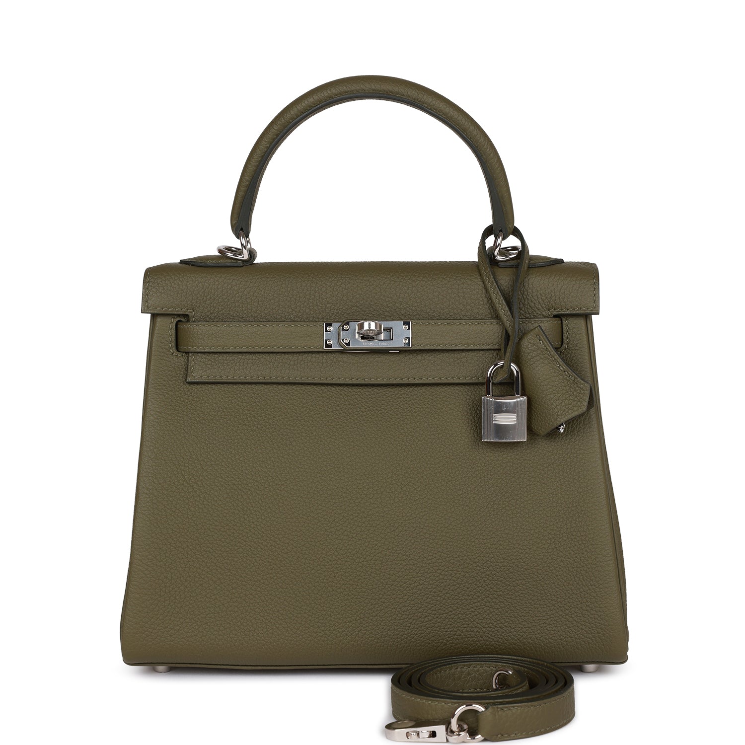 Kelly Retourne 25 Vert Veronese Togo Palladium Hardware Bag