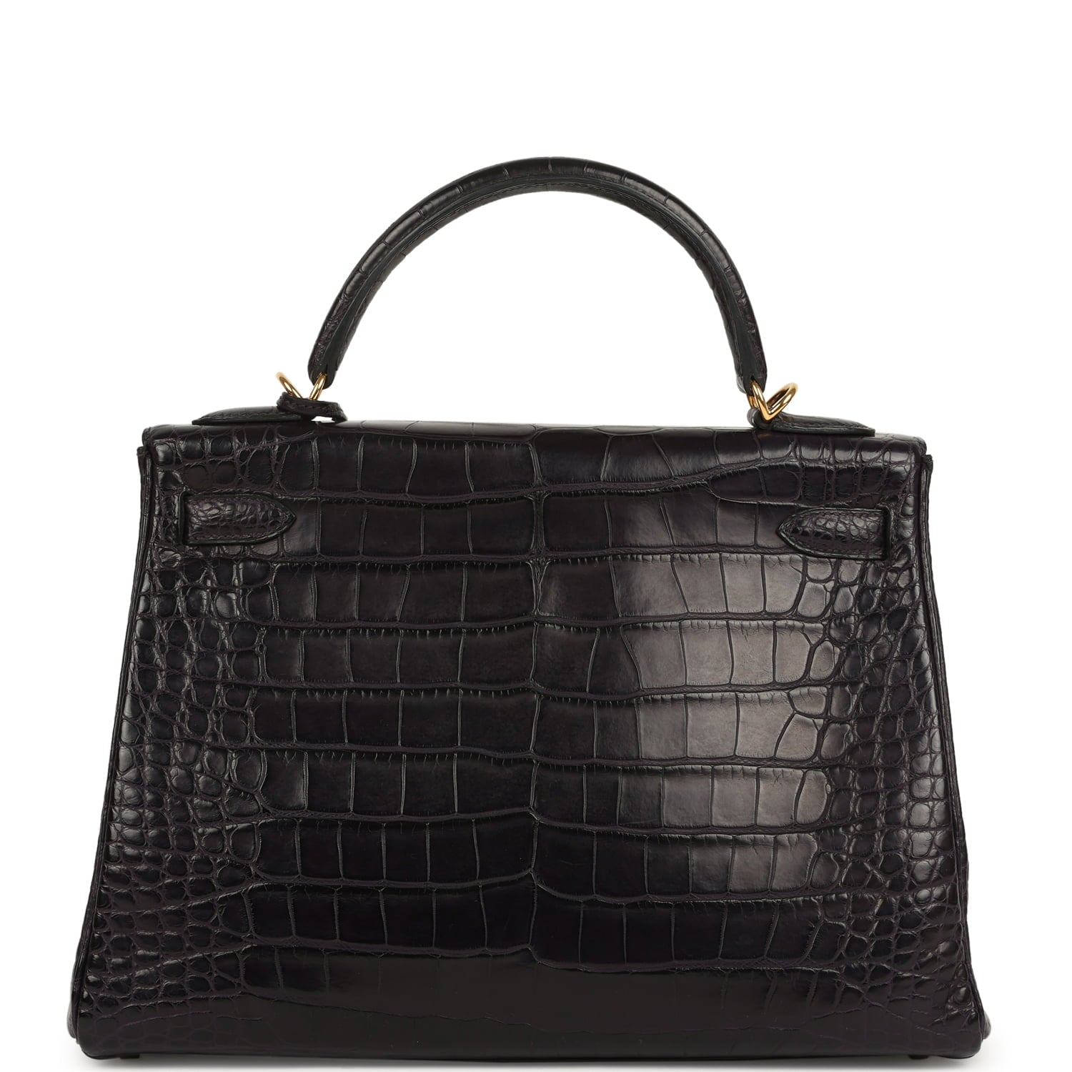 Kelly Retourne 32 Aubergine Matte Alligator Gold Hardware Bag