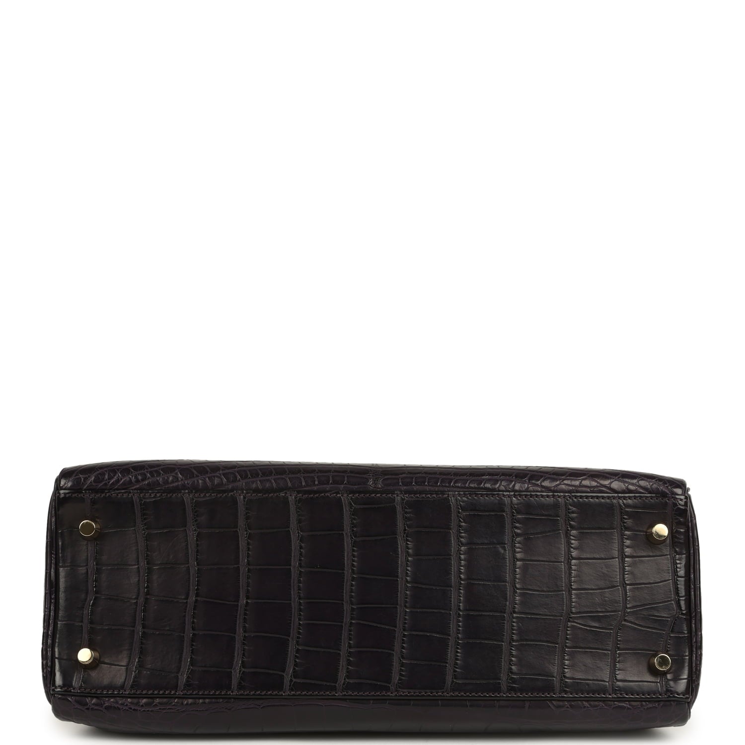 Kelly Retourne 32 Aubergine Matte Alligator Gold Hardware Bag