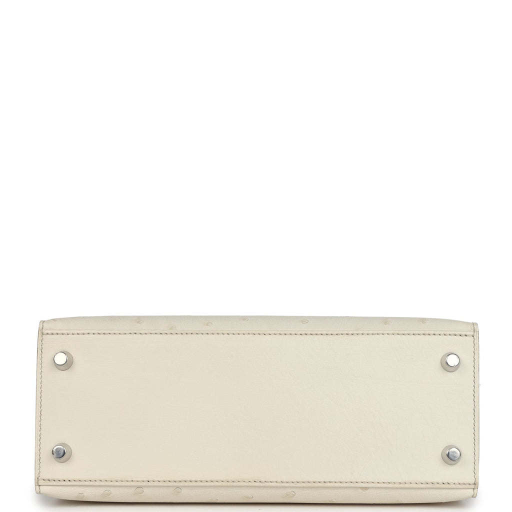 Kelly Sellier 25 Beton Ostrich Palladium Hardware Bag
