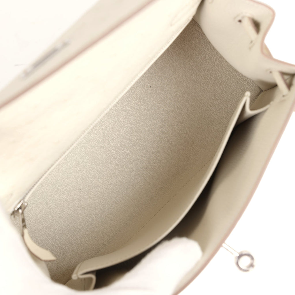 Kelly Sellier 25 Beton Ostrich Palladium Hardware Bag