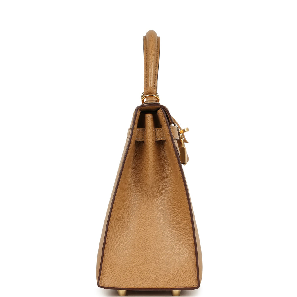 Kelly Sellier 25 Biscuit Verso Madame Gold Hardware Bag