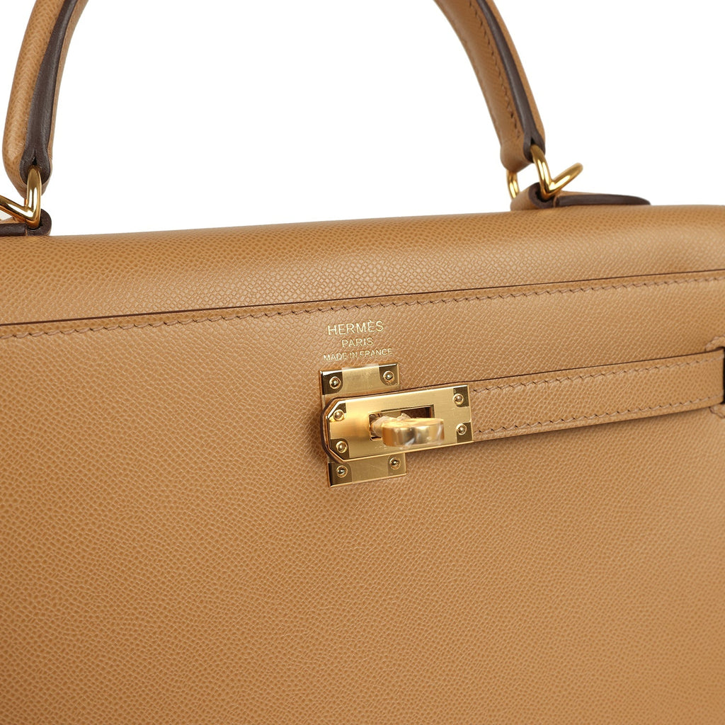 Kelly Sellier 25 Biscuit Verso Madame Gold Hardware Bag