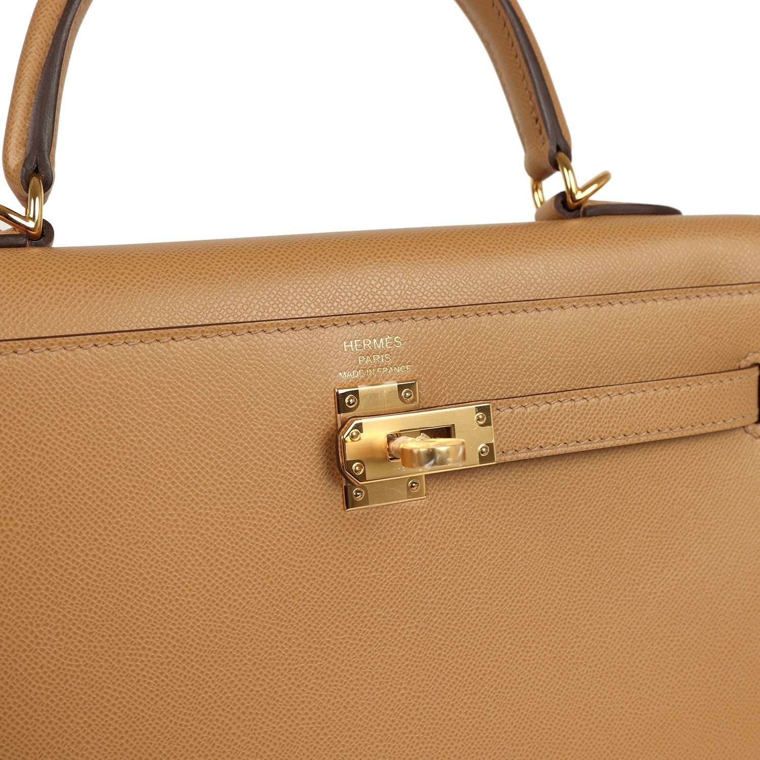 Kelly Sellier 25 Biscuit Verso Madame Gold Hardware Bag