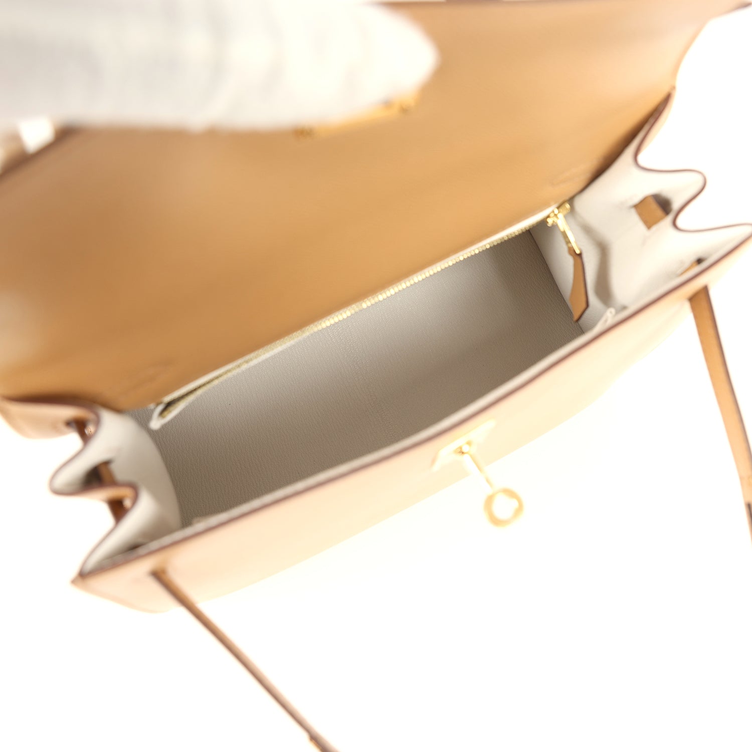Kelly Sellier 25 Biscuit Verso Madame Gold Hardware Bag