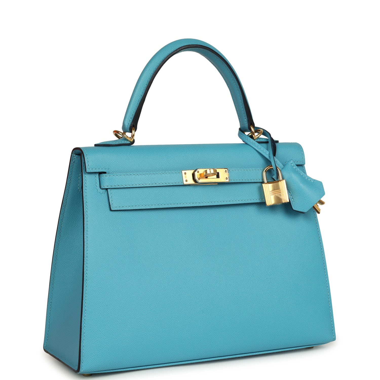 Kelly Sellier 25 Bleu Du Nord Madame Palladium Hardware Bag