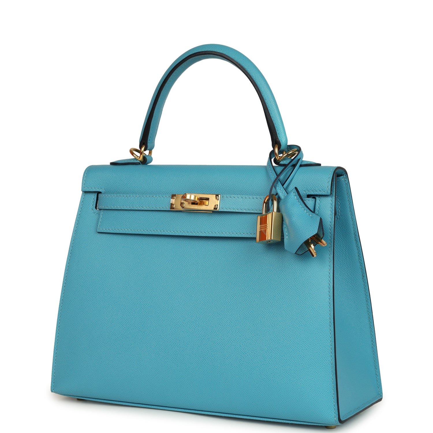 Kelly Sellier 25 Bleu Du Nord Madame Palladium Hardware Bag