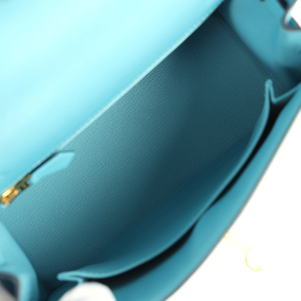 Kelly Sellier 25 Bleu Du Nord Madame Palladium Hardware Bag