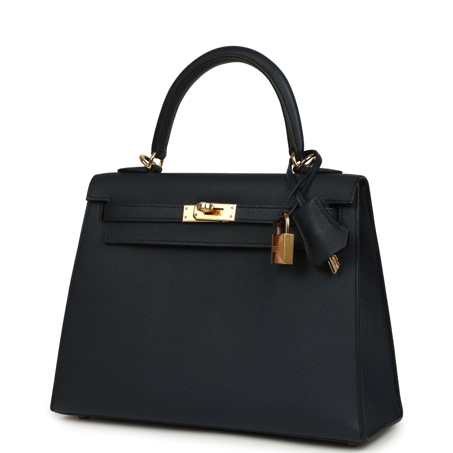 Kelly Sellier 25 Bleu Indigo Epsom Gold Hardware Bag