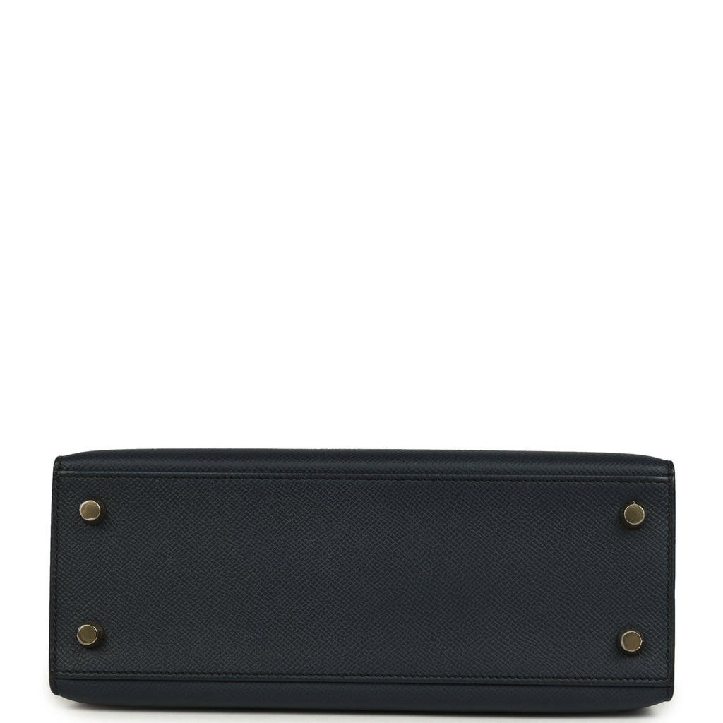 Kelly Sellier 25 Bleu Indigo Epsom Gold Hardware Bag