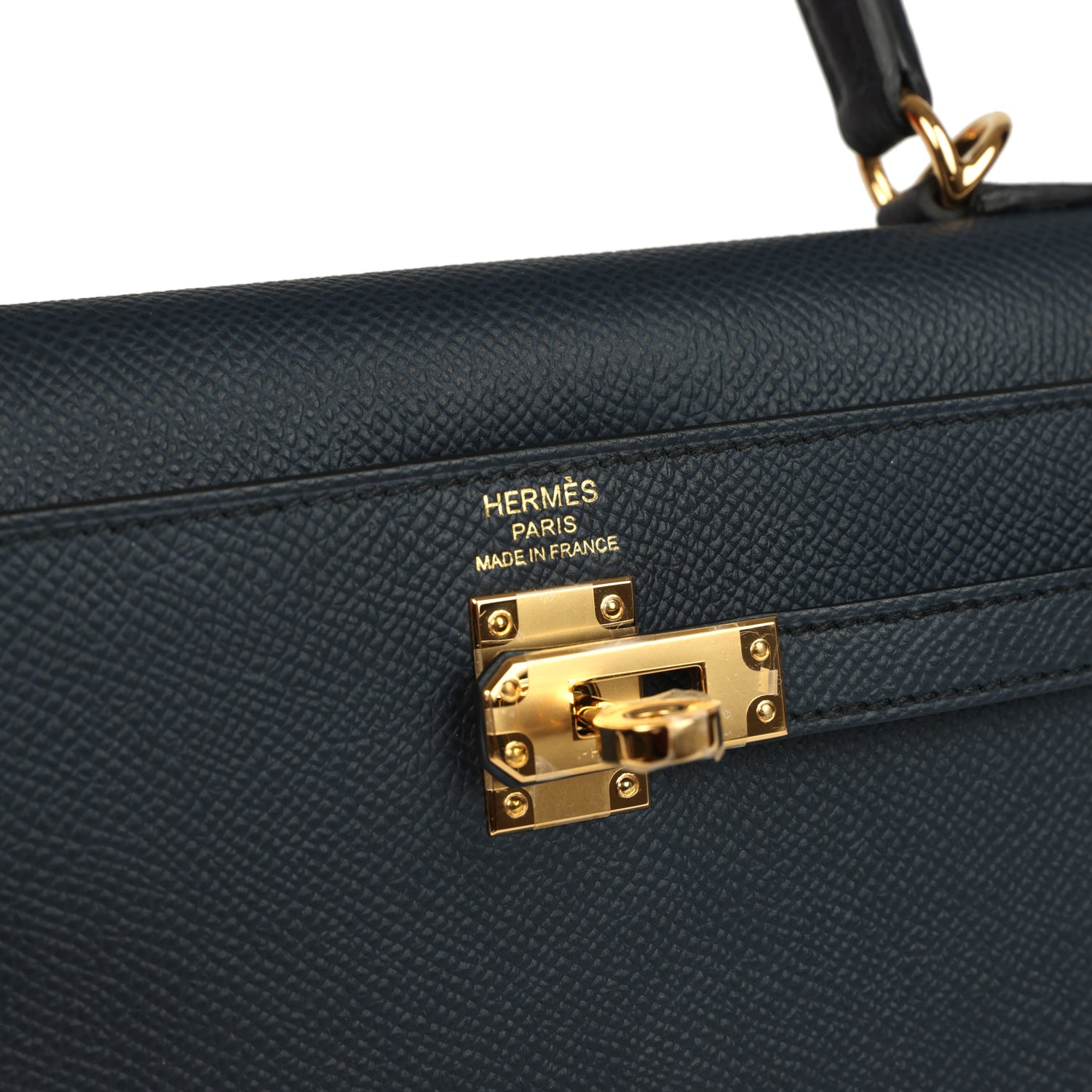 Kelly Sellier 25 Bleu Indigo Epsom Gold Hardware Bag