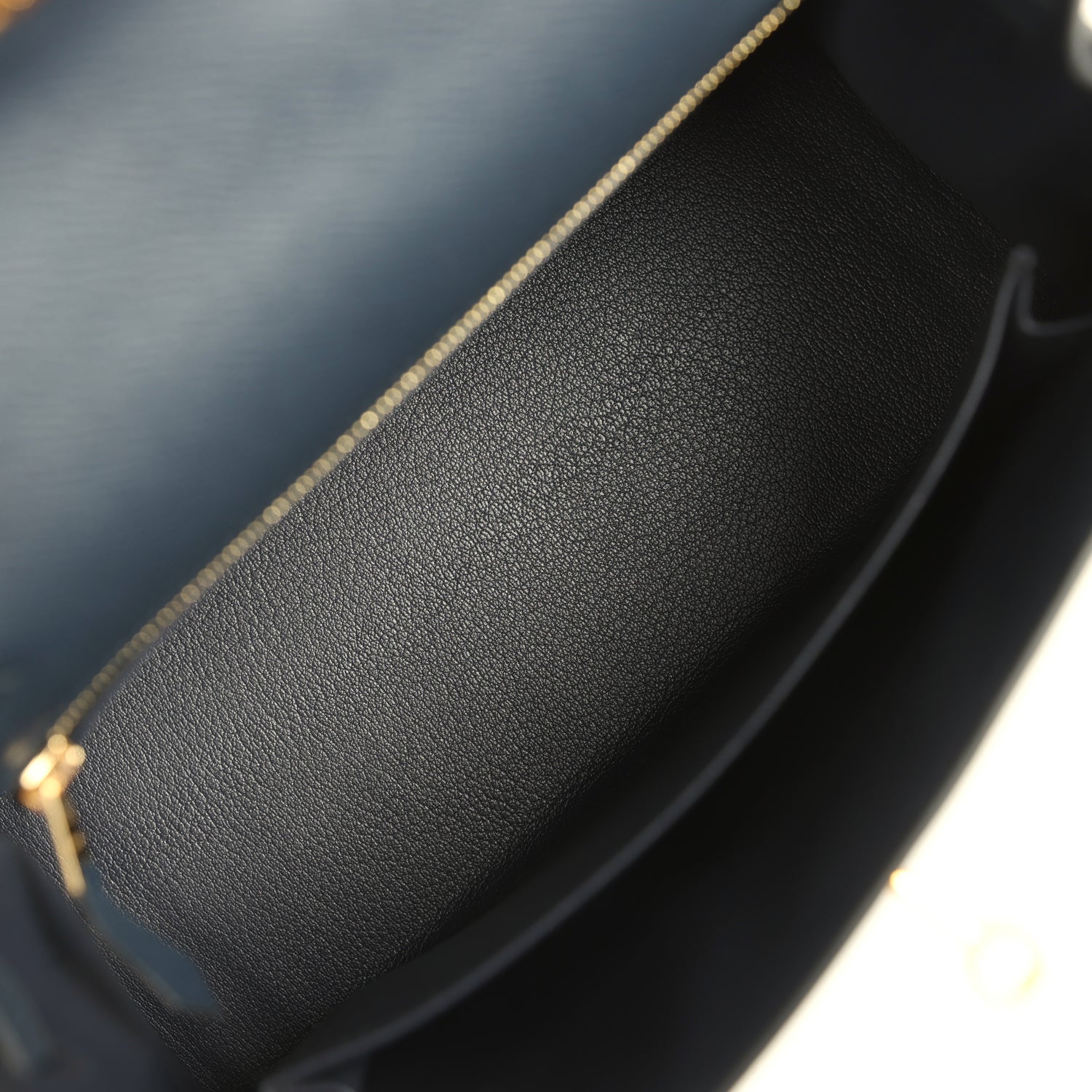 Kelly Sellier 25 Bleu Indigo Epsom Gold Hardware Bag