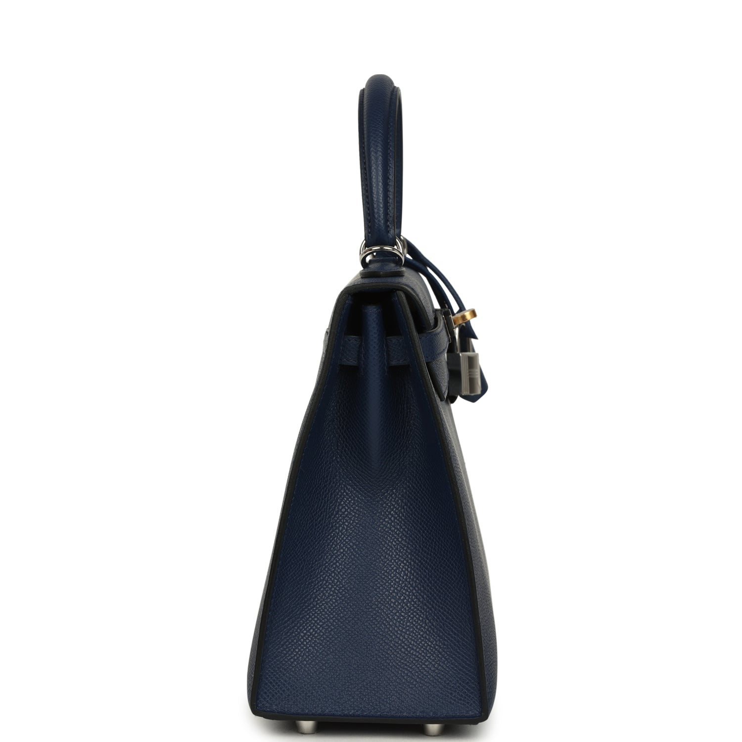 Kelly Sellier 25 Bleu Navy Epsom Electrum Hardware Bag