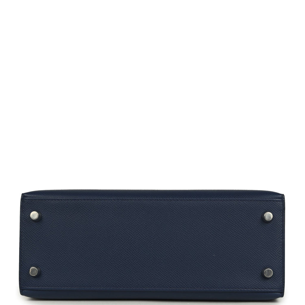Kelly Sellier 25 Bleu Navy Epsom Electrum Hardware Bag