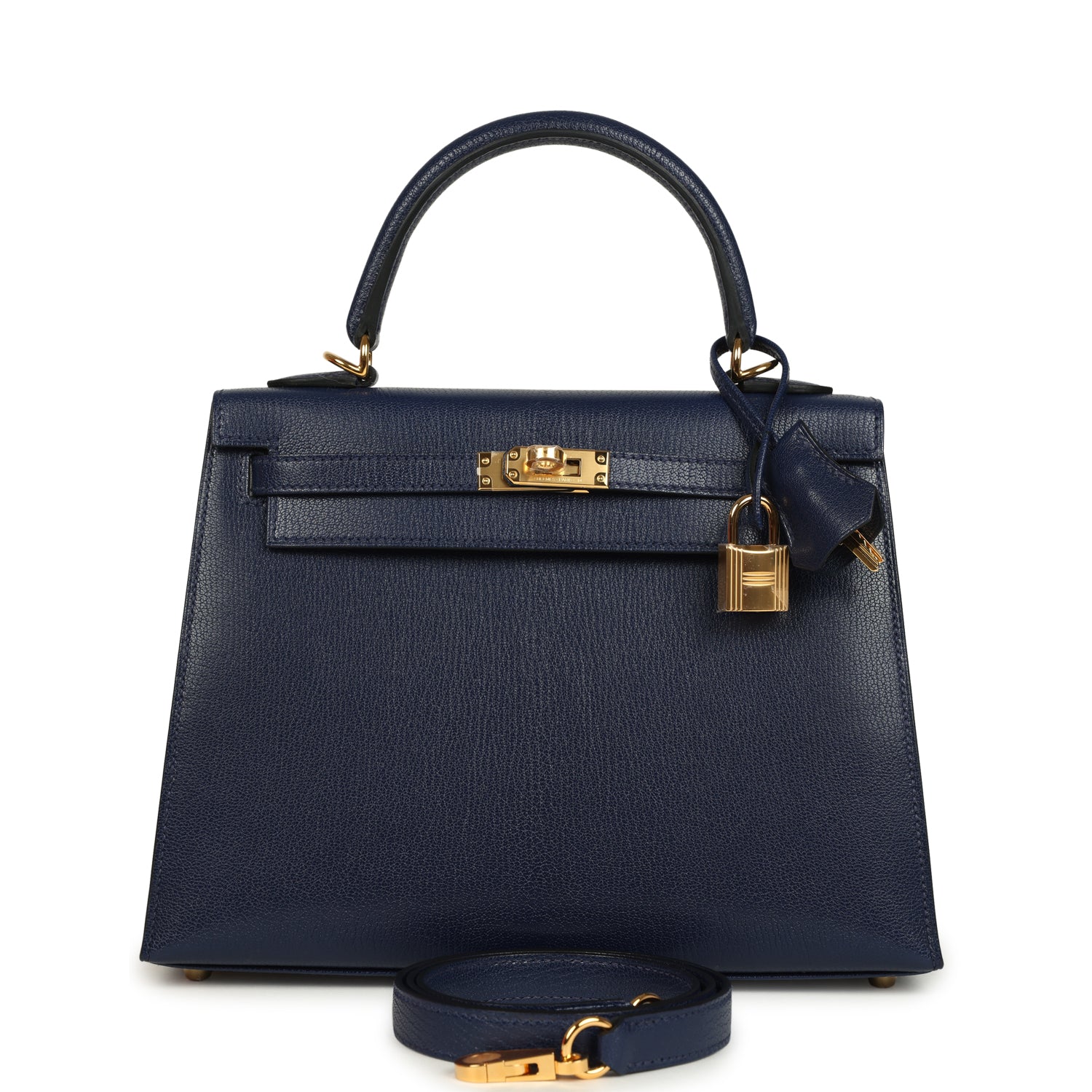 Kelly Sellier 25 Bleu Saphir Chevre Chamkila Gold Hardware Bag