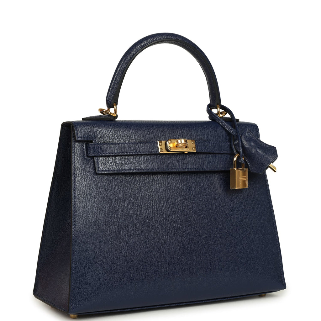 Kelly Sellier 25 Bleu Saphir Chevre Chamkila Gold Hardware Bag
