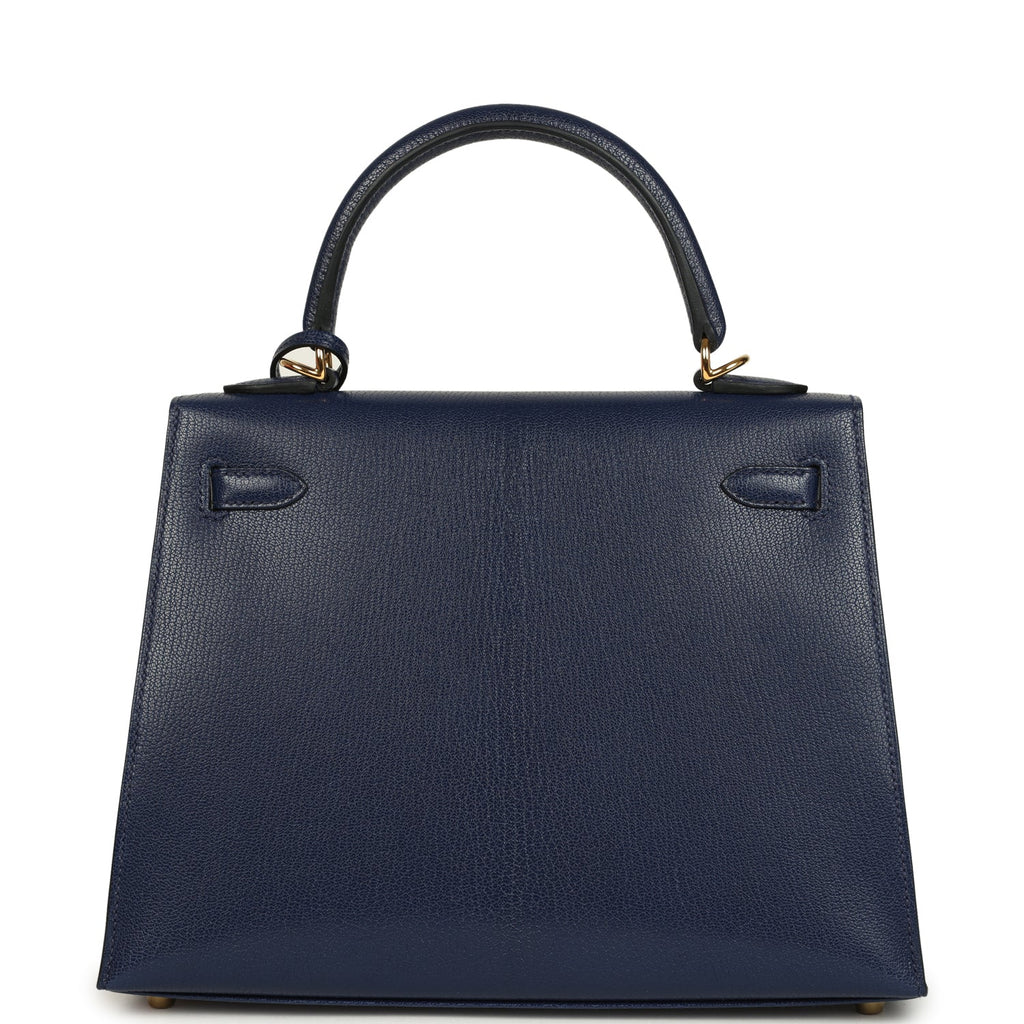 Kelly Sellier 25 Bleu Saphir Chevre Chamkila Gold Hardware Bag