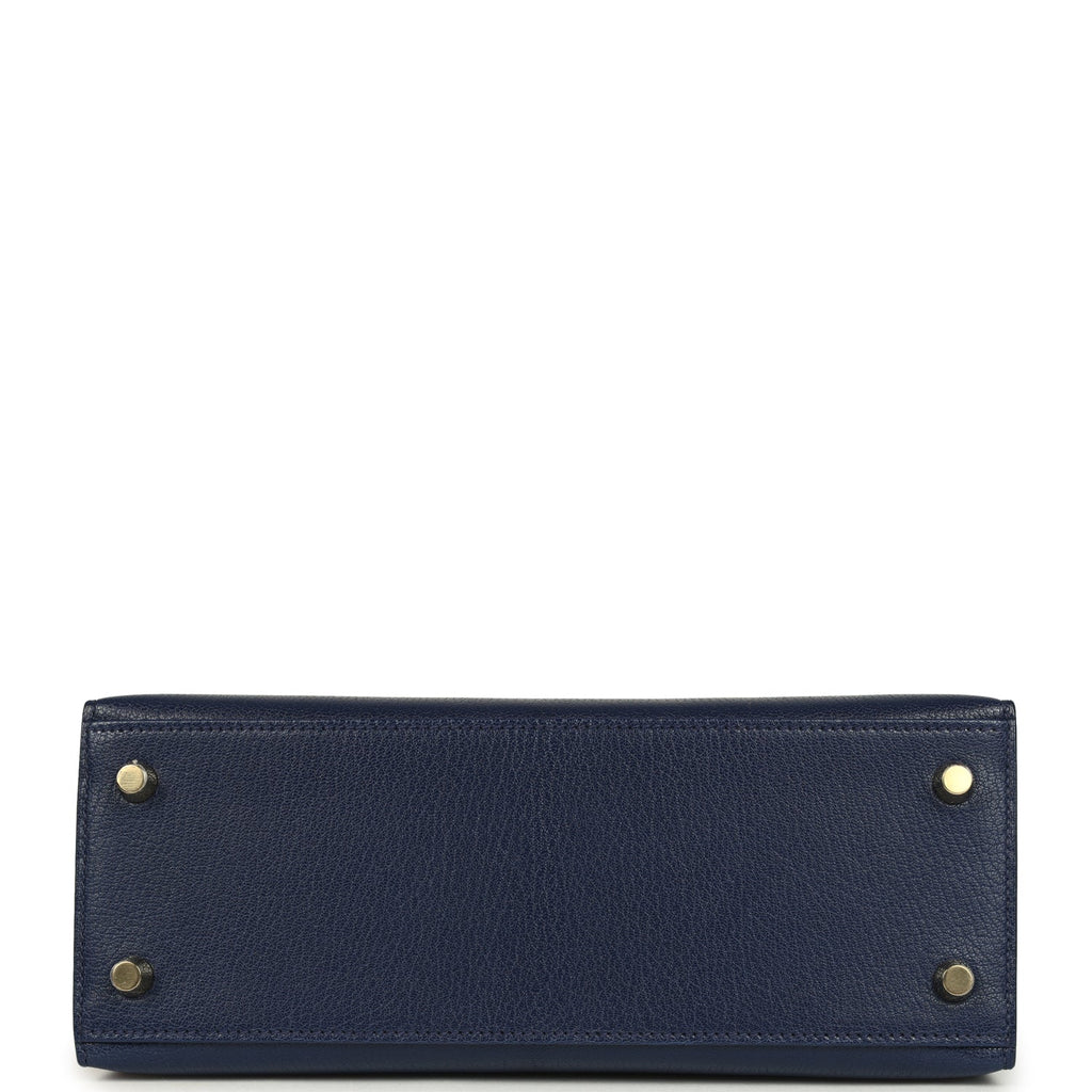 Kelly Sellier 25 Bleu Saphir Chevre Chamkila Gold Hardware Bag