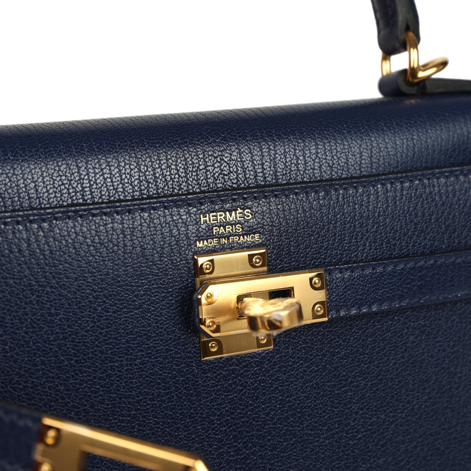 Kelly Sellier 25 Bleu Saphir Chevre Chamkila Gold Hardware Bag