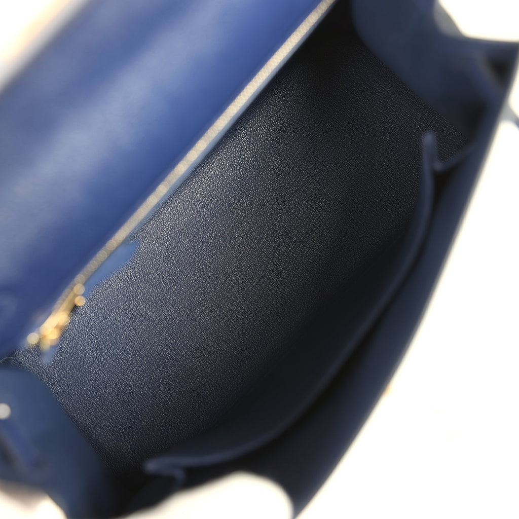 Kelly Sellier 25 Bleu Saphir Chevre Chamkila Gold Hardware Bag