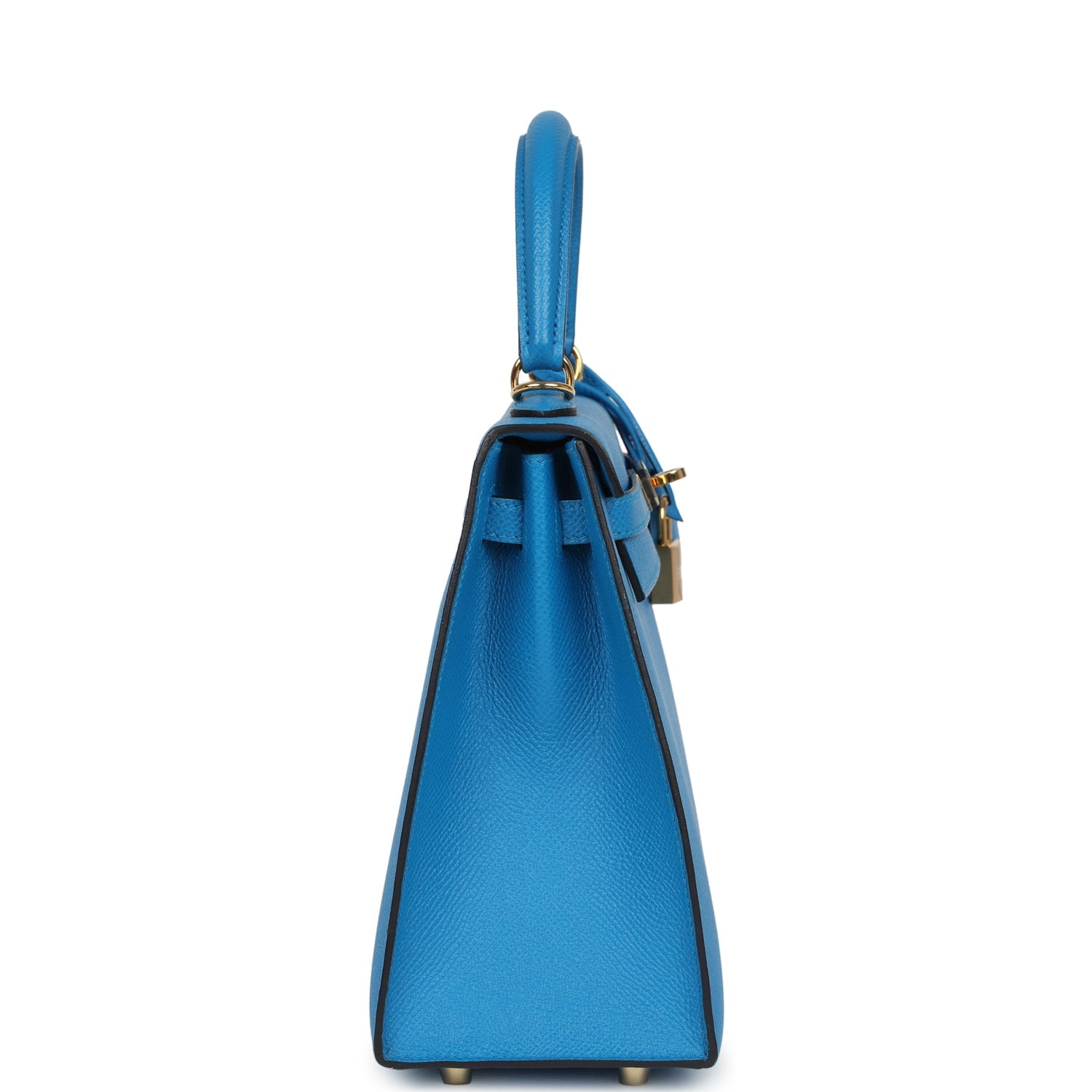 Kelly Sellier 25 Bleu Zanzibar Epsom Gold Hardware Bag