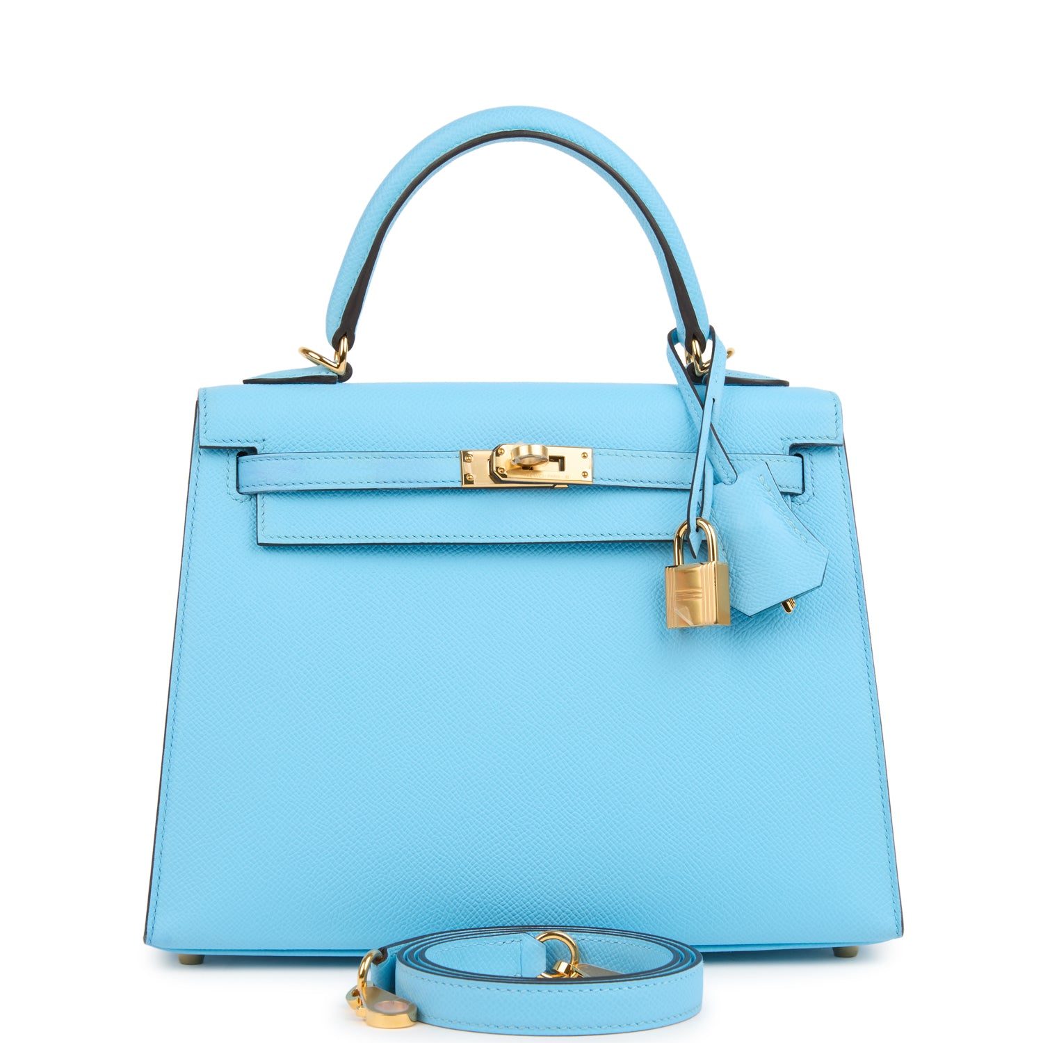 Kelly Sellier 25 Celeste Epsom Gold Hardware Bag