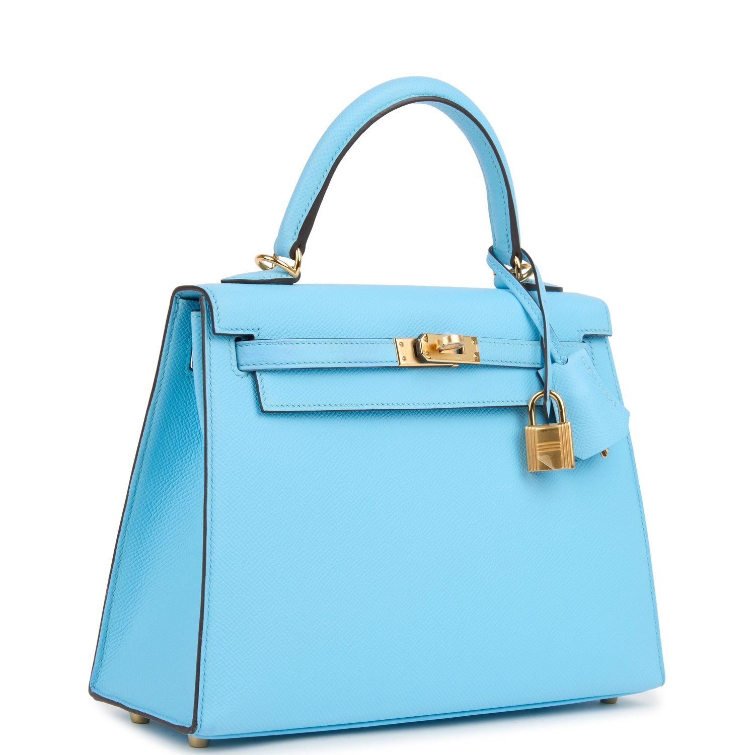 Kelly Sellier 25 Celeste Epsom Gold Hardware Bag