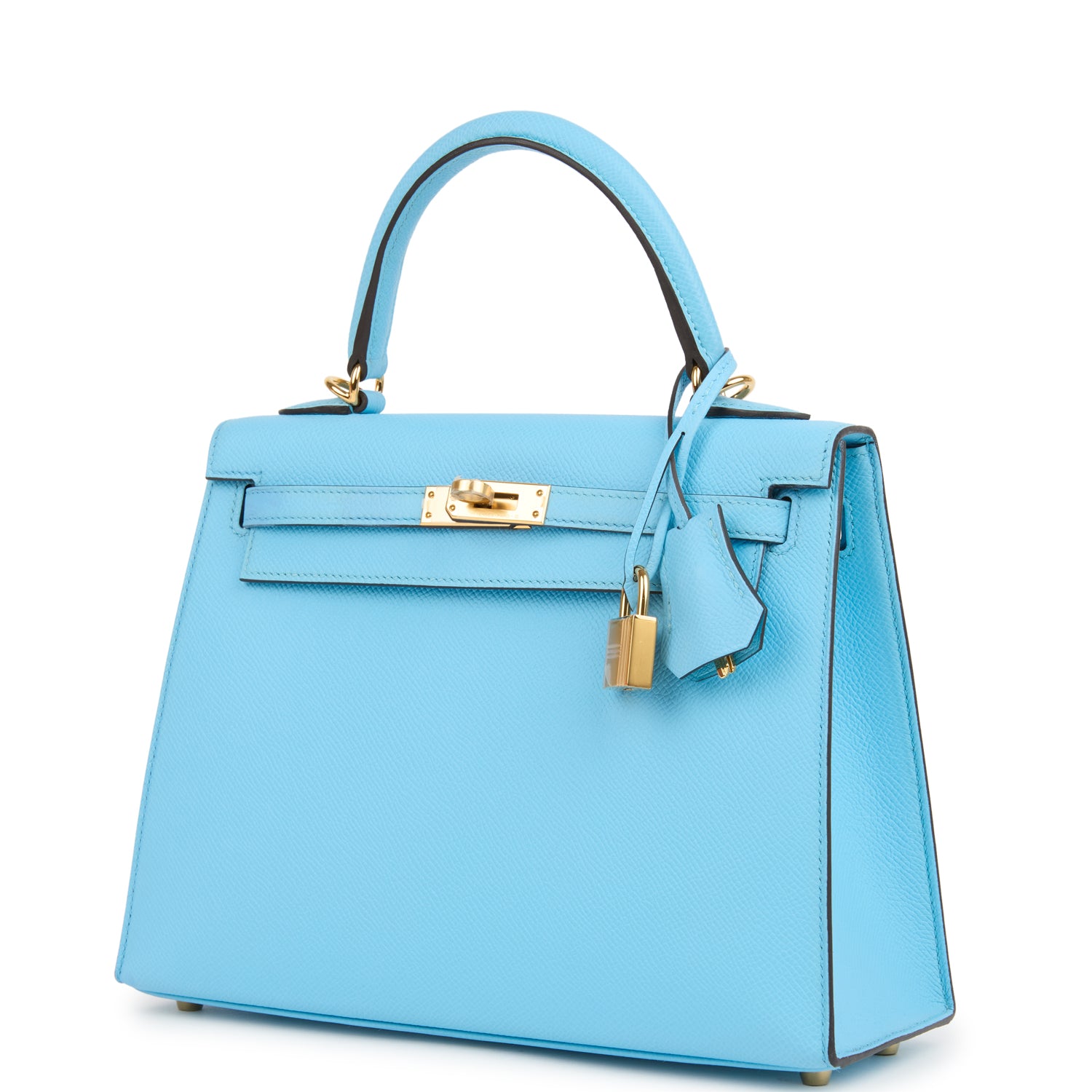 Kelly Sellier 25 Celeste Epsom Gold Hardware Bag