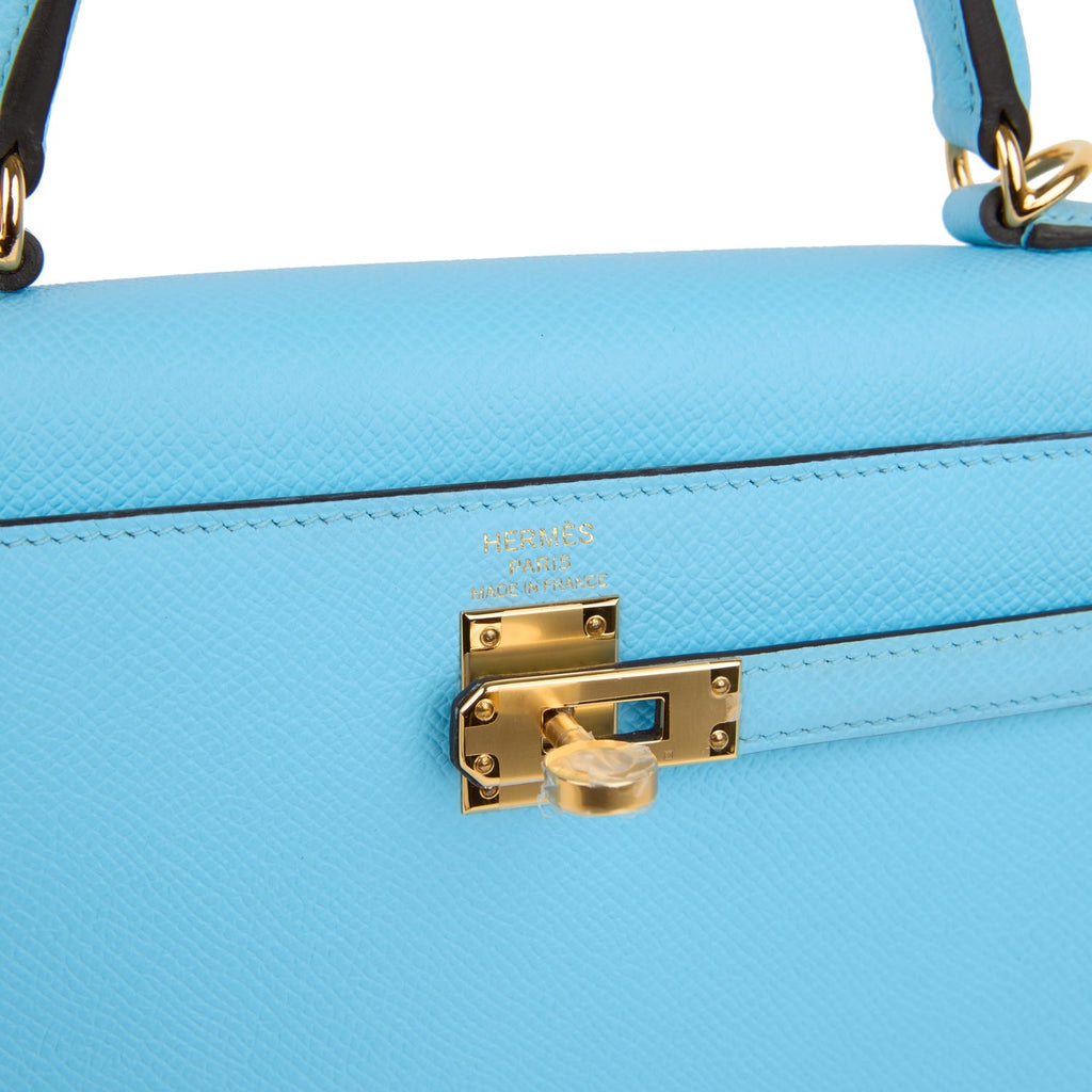 Kelly Sellier 25 Celeste Epsom Gold Hardware Bag