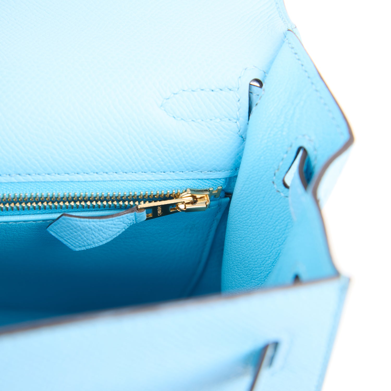 Kelly Sellier 25 Celeste Epsom Gold Hardware Bag