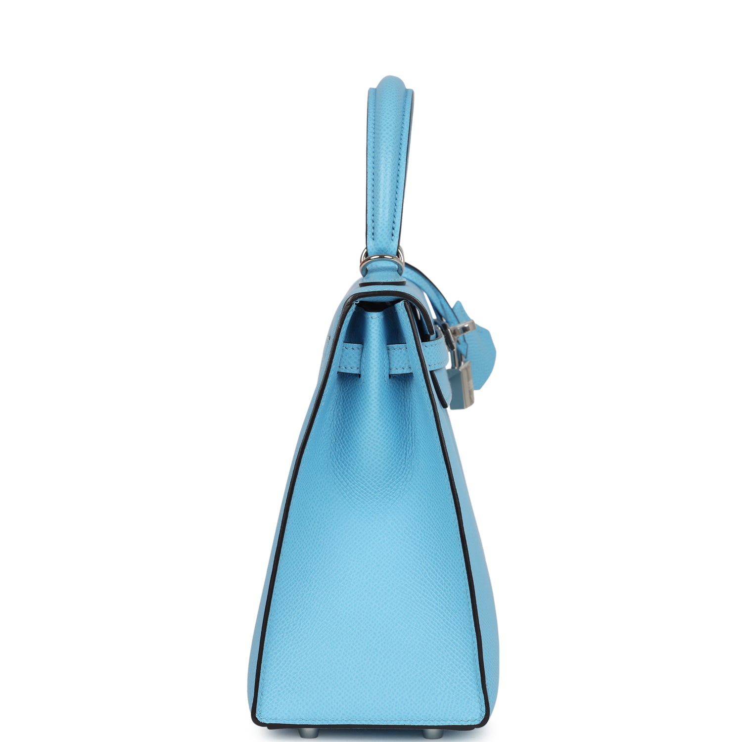 Kelly Sellier 25 Celeste Epsom Palladium Hardware Bag