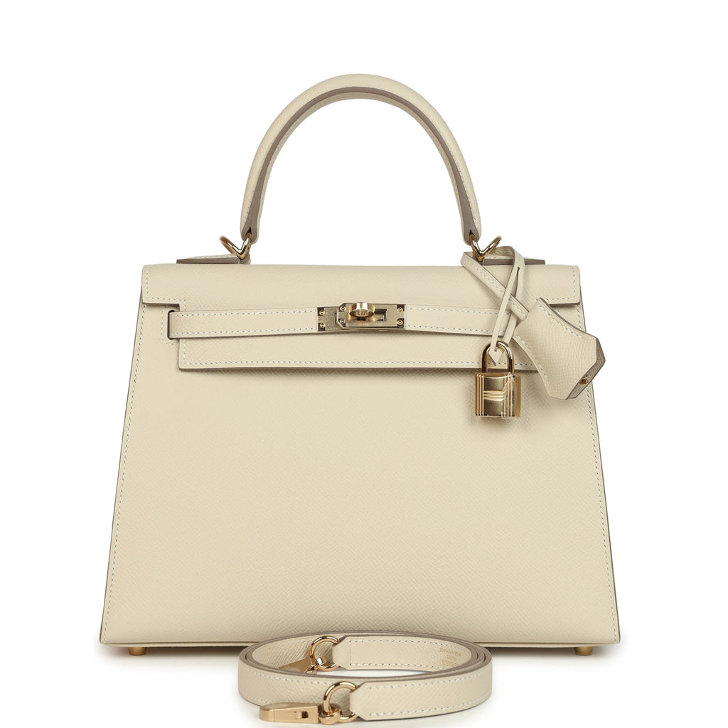 Kelly Sellier 25 Craie Epsom Permabrass Hardware Bag