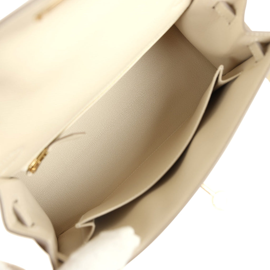 Kelly Sellier 25 Craie Epsom Permabrass Hardware Bag