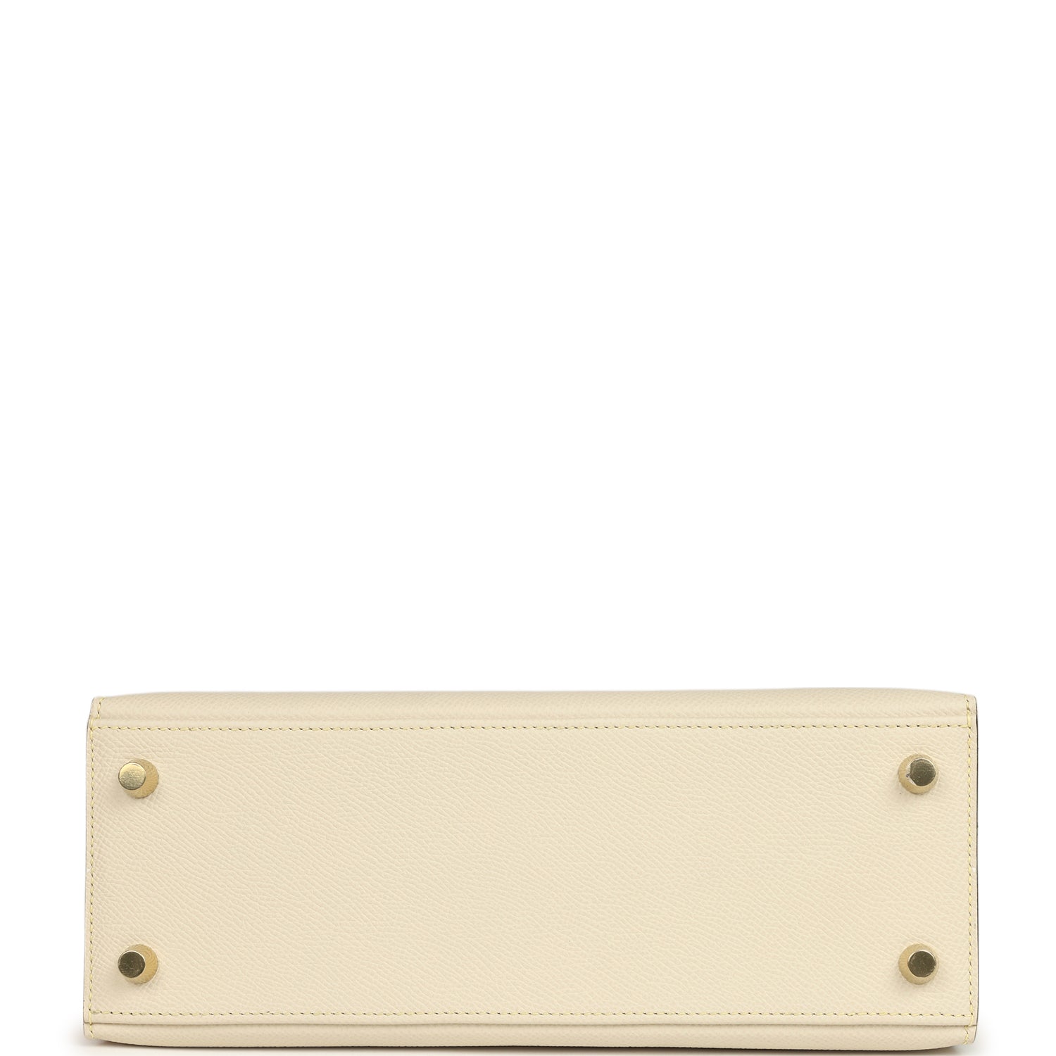 Kelly Sellier 25 Craie and Jaune Poussin Epsom Gold Hardware Bag