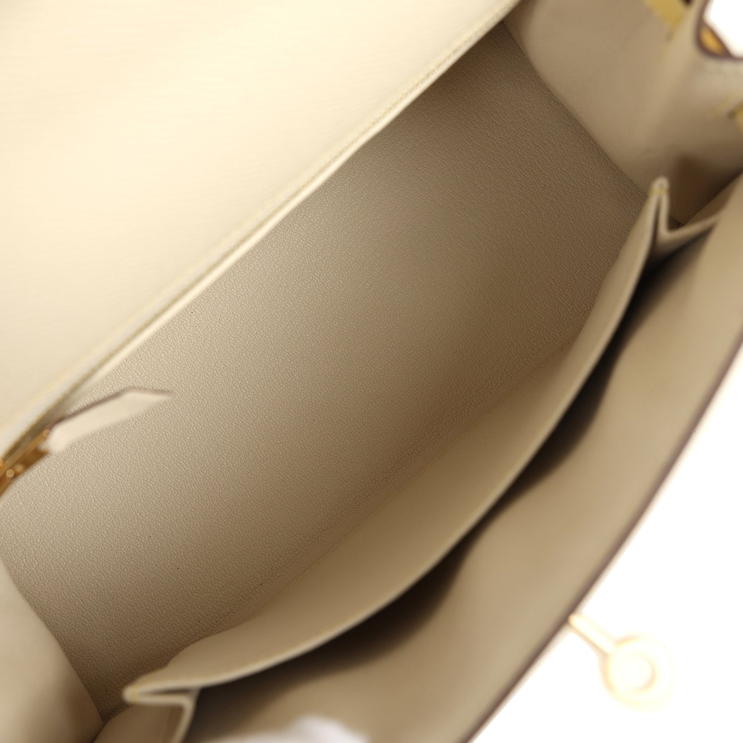 Kelly Sellier 25 Craie and Jaune Poussin Epsom Gold Hardware Bag
