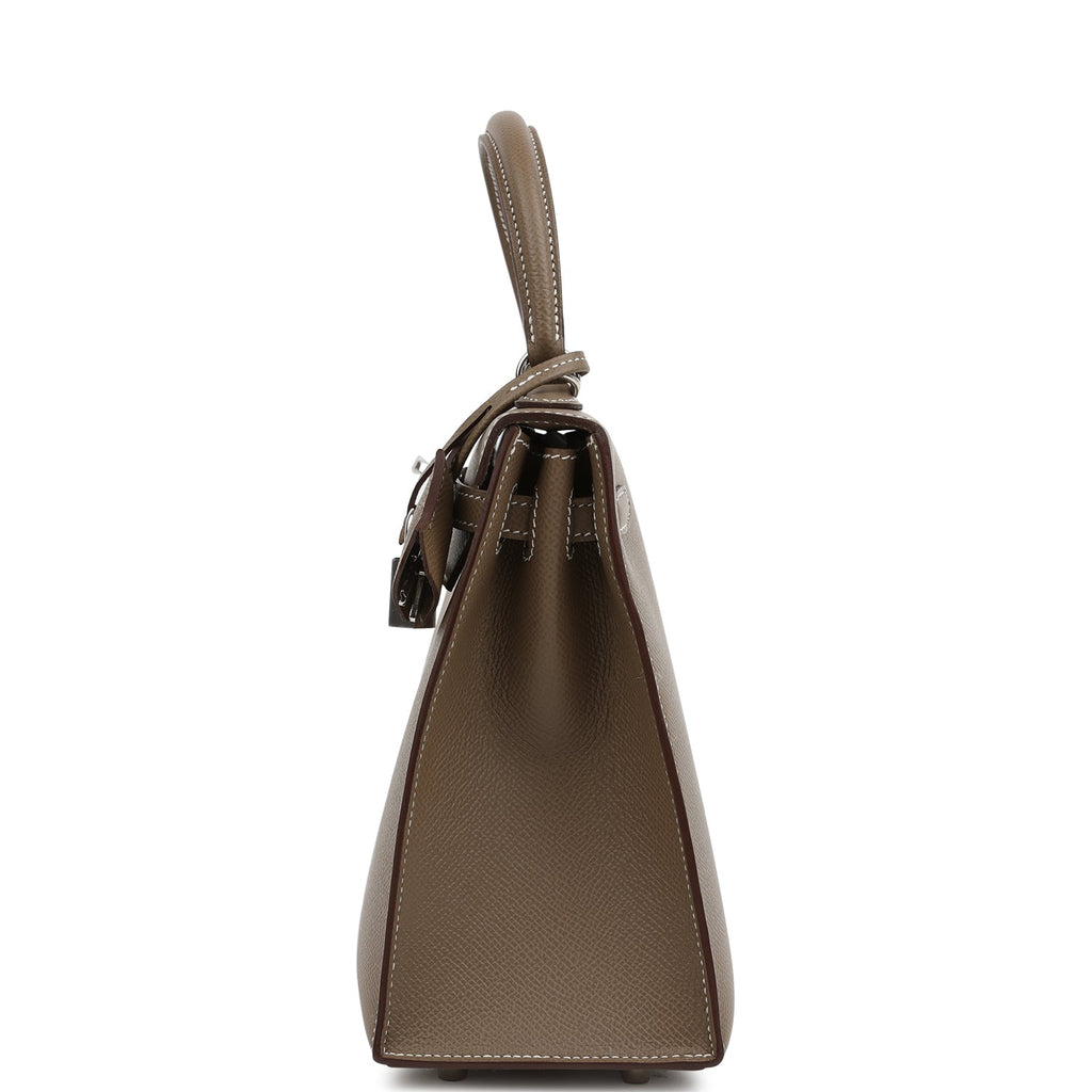 Kelly Sellier 25 Etoupe Epsom Palladium Hardware Bag