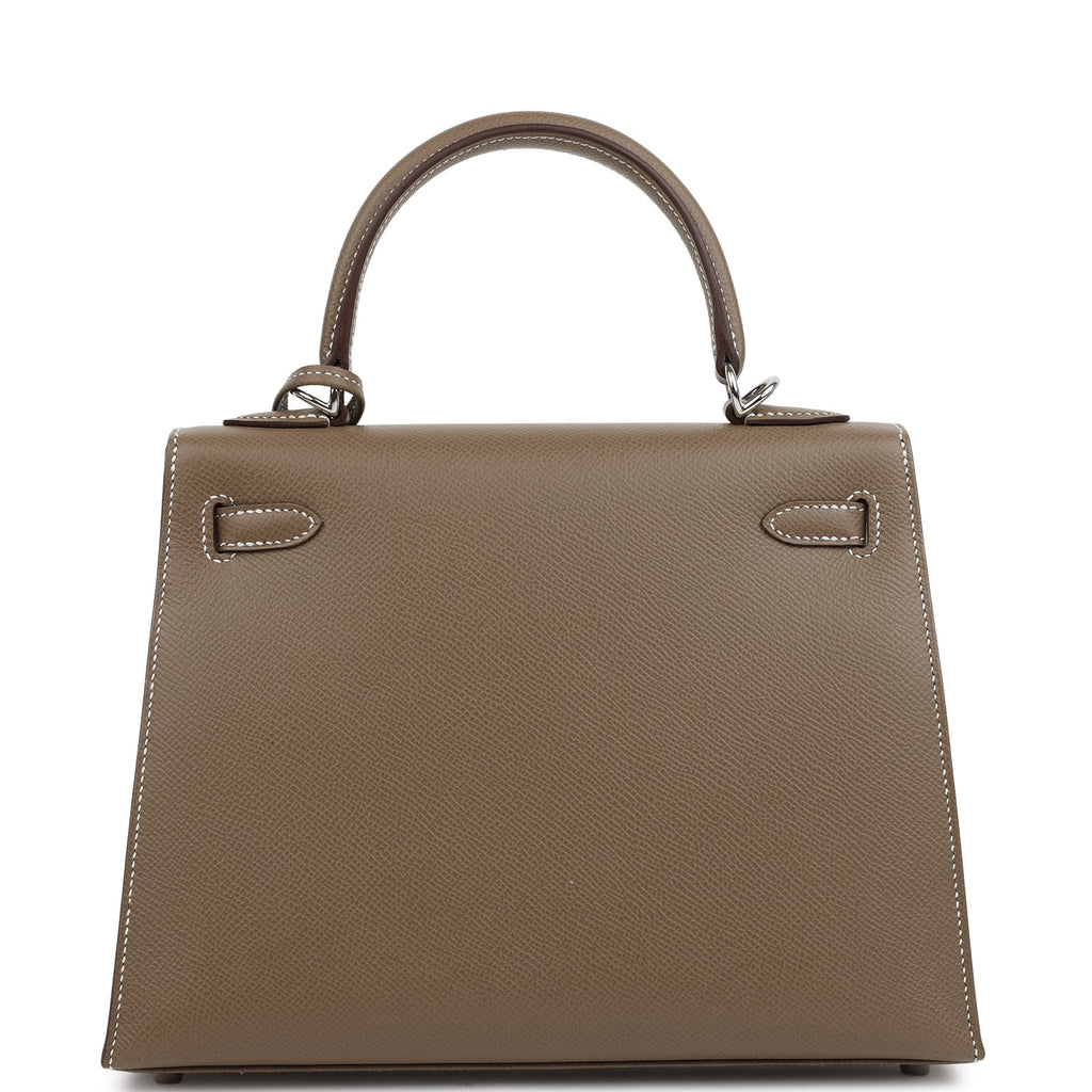 Kelly Sellier 25 Etoupe Epsom Palladium Hardware Bag