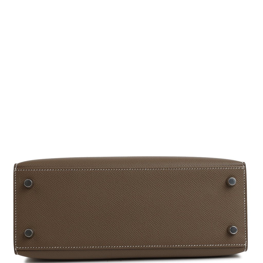 Kelly Sellier 25 Etoupe Epsom Palladium Hardware Bag