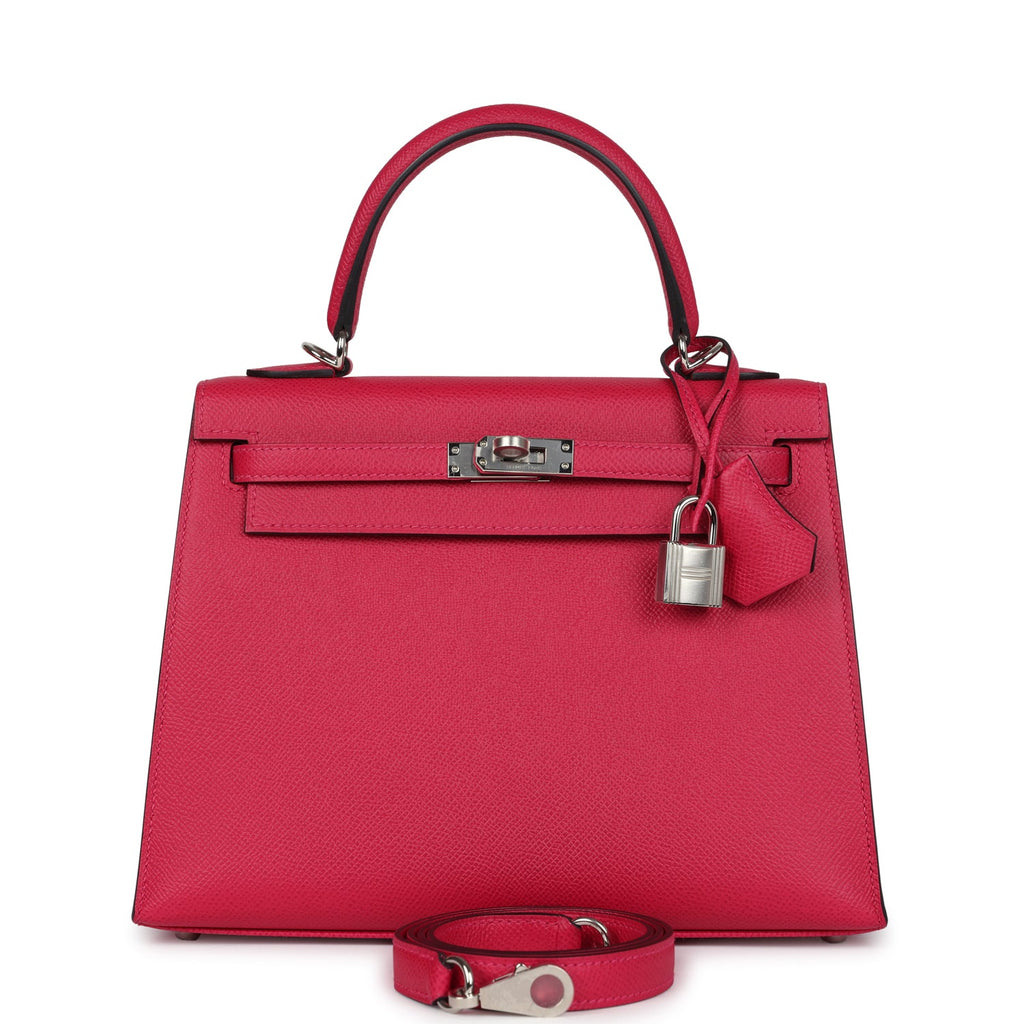 Kelly Sellier 25 Framboise Verso Epsom Palladium Hardware Bag