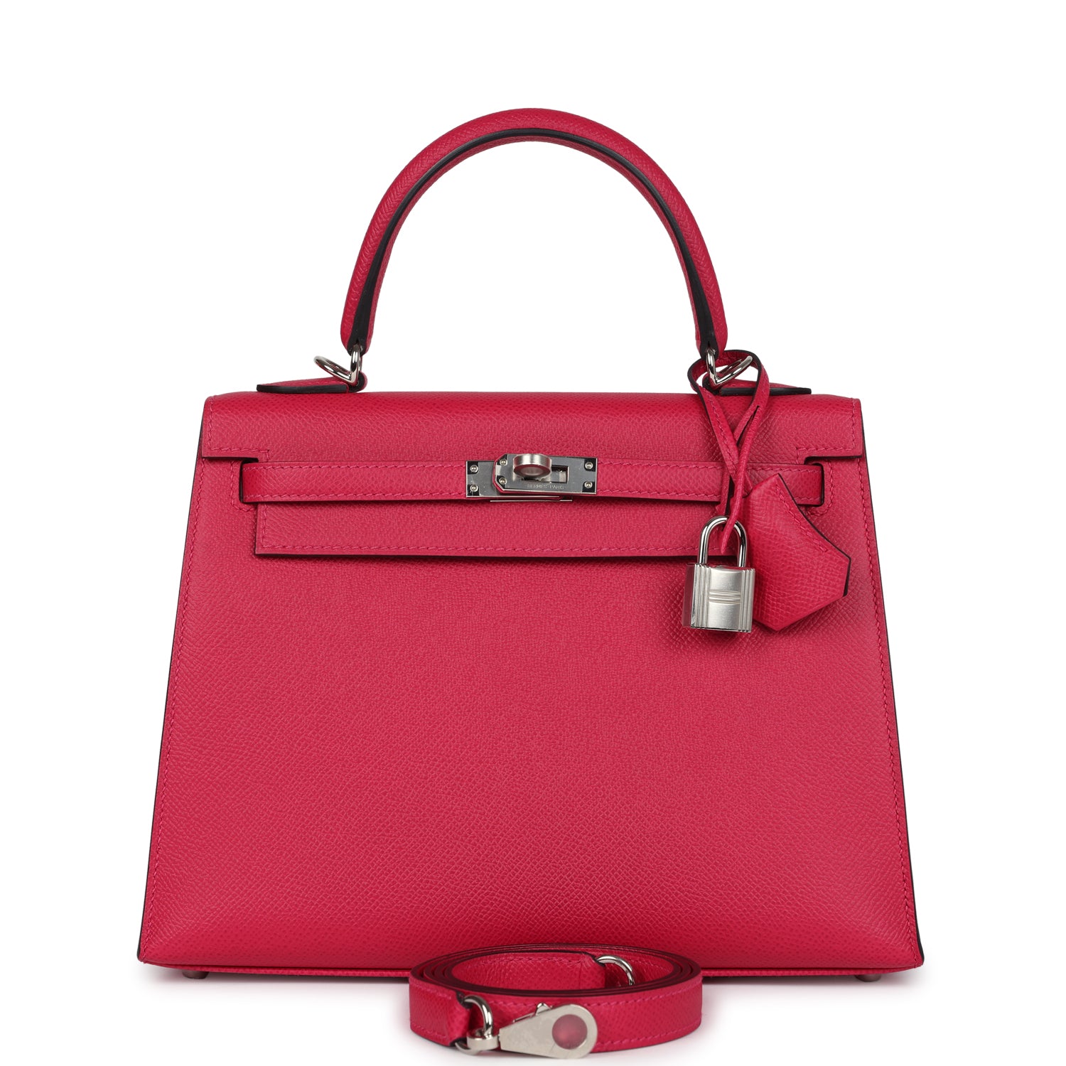 Kelly Sellier 25 Framboise Verso Epsom Palladium Hardware Bag