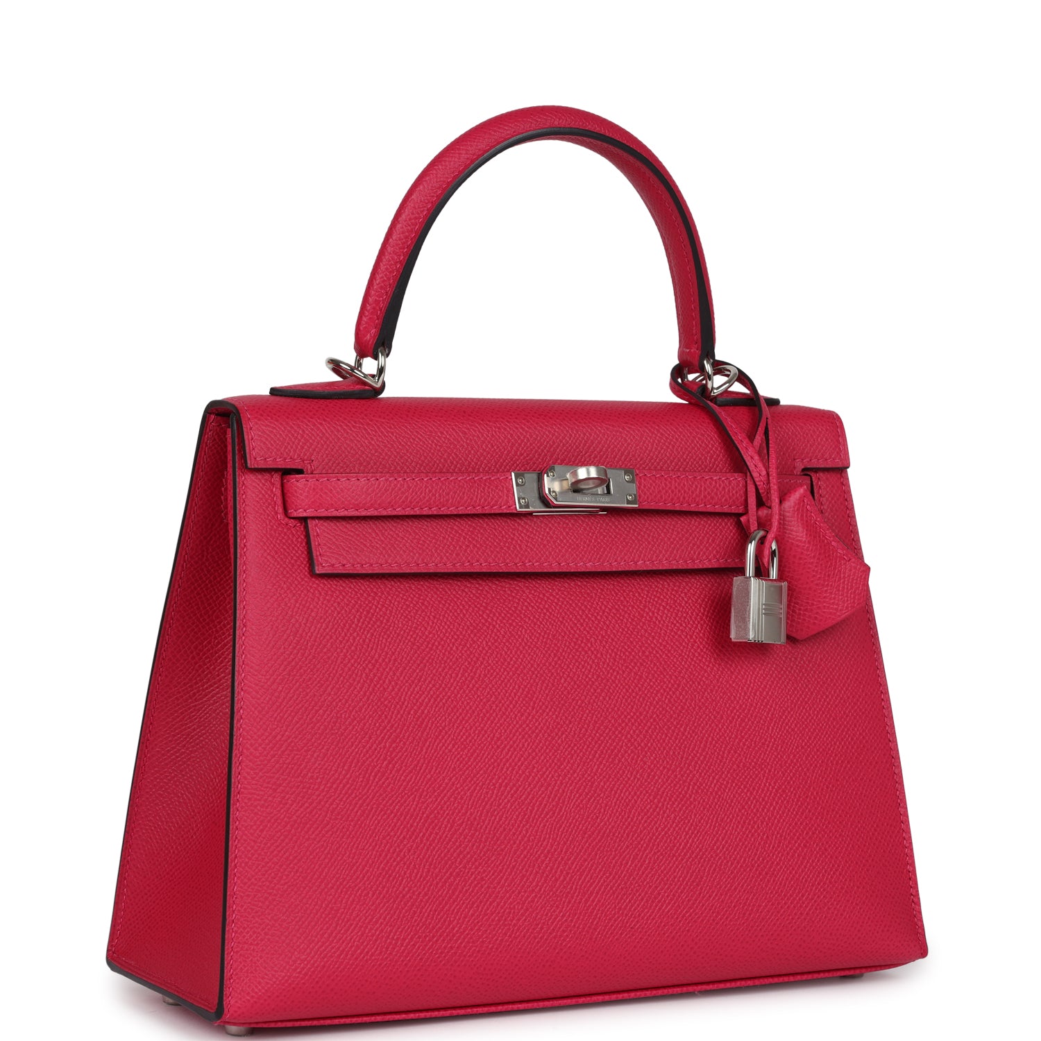 Kelly Sellier 25 Framboise Verso Epsom Palladium Hardware Bag